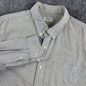 TOPTEN Shirt Mens 110 US XL Gray White Stripe Pocket Long Sleeve